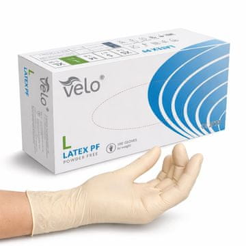 Velo Velo L - 100 kosov diagnostičnih rokavic iz lateksa brez pudra, pakiranje po 100 kosov