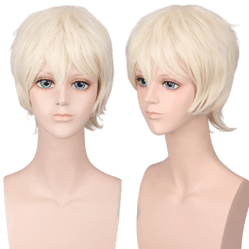 shumee Kratka, debela platinasto svetlo blond moška lasulja, odporna na vročino, cosplay anime