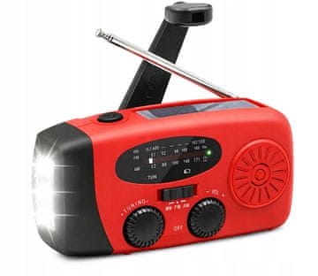 shumee Prenosni solarni radio Sanelite s ročično anteno, svetilko in 3-v-1 prenosno baterijo