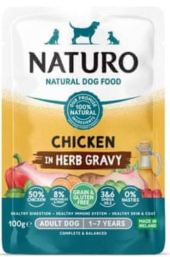 Naturo Naturo | Brez žitaric in glutena | Vrečka za pse 100 g - Piščanec v omaki 100 g