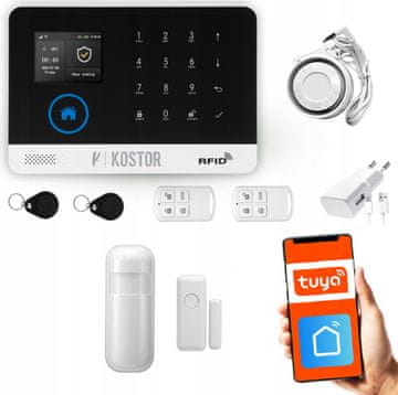 shumee Brezžični GSM + WiFi alarm z aplikacijo Tuya, komplet, Kostor SAD004