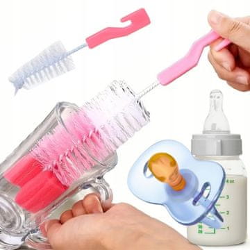 shumee Krtača ZA umivanje stekleničk in cucljev, kavelj za krtačo z gobico, komplet 2 v 1