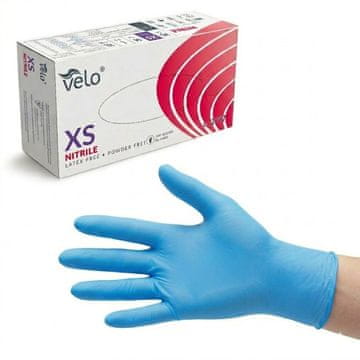 Velo Velo XS - 200 kosov diagnostičnih rokavic iz nitrila brez pudra, pakiranje po 200 kosov