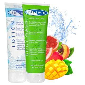 shumee Triswim komplet za telo po bazenu: gel za prhanje, 250 ml + pomirjujoč losjon za telo, 251 ml