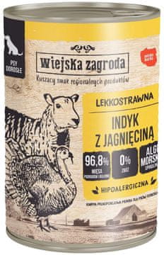 Wiejska Zagroda Wiejska Zagroda Dog | Mokra hrana za pse | 400g konzerva - Puran z jagnjetino 400g