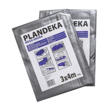 shumee PE ponjava mega debela, 260 g/m2 srebrno-črna, PE ponjava srebrno-črna mega debela, 260 g/m2 2x6 m