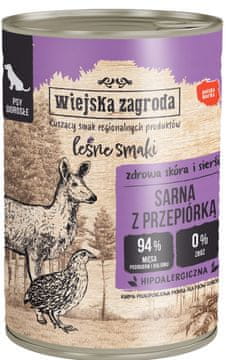 Wiejska Zagroda Wiejska Zagroda | Gozdni okusi za odrasle | Mokra hrana za pse 400 g - Srnjad s prepelico 0,4 kg