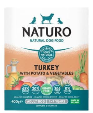 shumee Naturo | Adult - Brez žitaric | 400 g pladenj - Puran s krompirjem in zelenjavo 400 g