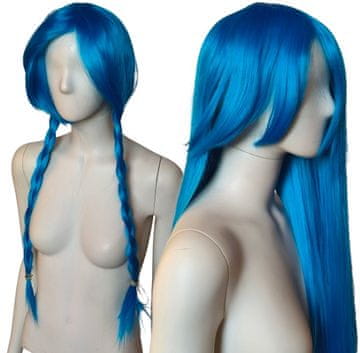 shumee Modra lasulja s frufrujem, anime cosplay, odporna na vročino, dolga 80 cm, Jinx LOL