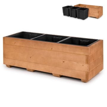 shumee Lesen cvetlični lonček s tremi odstranljivimi vložki, impregniran cvetlični in rastlinski lonec za balkon, vrt ali teraso, 91 x 33 x 32 cm - rjav