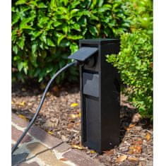 shumee Mat črna, 2x Schuko električna vtičnica brez kontakta IP54 Lutec vrtni stebriček 9702201012