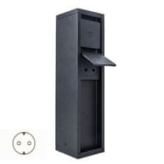 shumee Mat črna, 2x Schuko električna vtičnica brez kontakta IP54 Lutec vrtni stebriček 9702201012