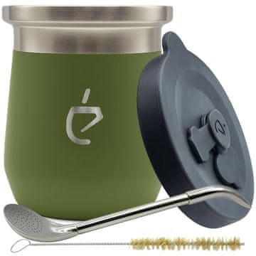 Un Mate Revolucionarni komplet za yerba mate Termolid DualFlow Green PRO: matero, bombilla