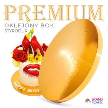 Brand4Cake Podstavek za torto zlat 25 cm 2 cm okrogel boben za torto Premium Brand4Cake