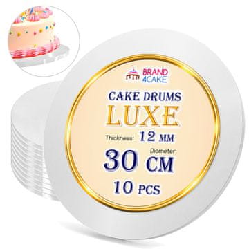 Brand4Cake Podstavek za torto, bela 30 cm 1,2 cm, komplet 10 kosov, okrogli boben za torto, luksuzni Brand4Cake