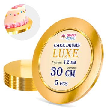 Brand4Cake Podstavek za torto zlat 30 cm 1,2 cm komplet 5 kosov okroglih bobnov za torto luksuzni Brand4Cake