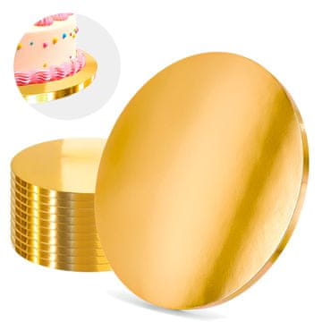 Brand4Cake Podstavek za torto zlat 28 cm 1,2 cm komplet 10 kosov okroglih bobnov za torto luksuzni Brand4Cake