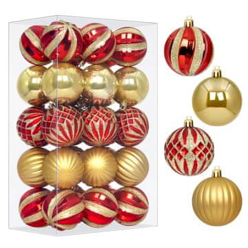 shumee Komplet božičnih kroglic StarryLights, rdeč in zlat - elegantni božični okraski