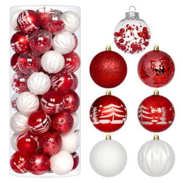 shumee Komplet rdečih in belih božičnih kroglic StarryLights - elegantni božični okraski