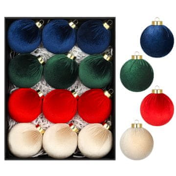 shumee Komplet božičnih kroglic StarryLights - žametne kroglice v elegantnih barvah