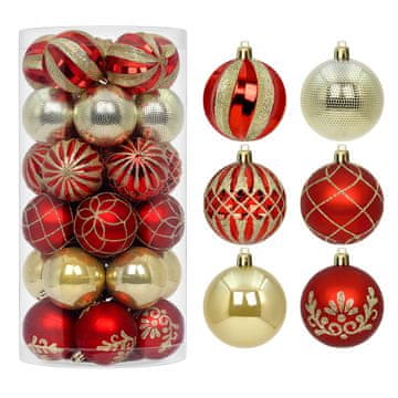 shumee Komplet božičnih kroglic StarryLights, rdeč in zlat - elegantni božični okraski