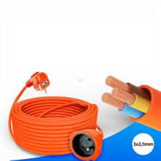 shumee Vrtni podaljšek 20 m 3x2,5 mm² debel oranžen konstrukcijski kabel