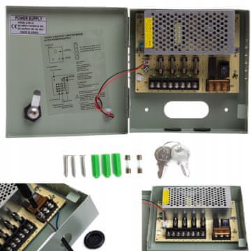 shumee Napajalnik za CCTV 12V 5A MAX 4 nadzorne kamere