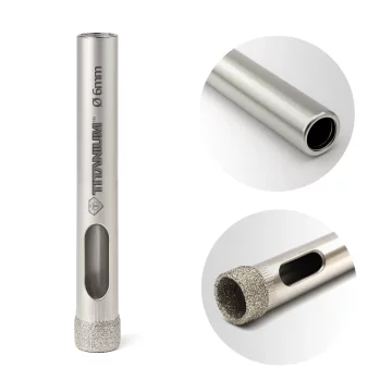 Titanium Diamantni sveder za luknje za mokro kamenino, steklo, ploščice, 6 mm titan