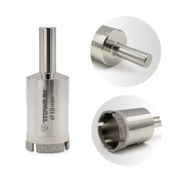 Titanium Diamantni sveder za luknje za mokro kamenino, steklo, ploščice 18 mm, titan