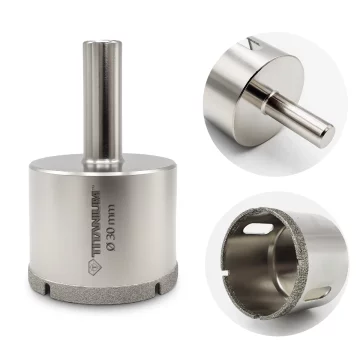 Titanium Diamantni sveder za luknje za mokro kamenino, steklo, ploščice, 30 mm titan