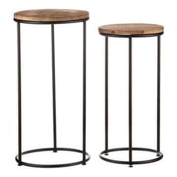 Autronic Stojalo Stand - metal and wood, black frame, price for a set of 2 pieces (FA23-023)