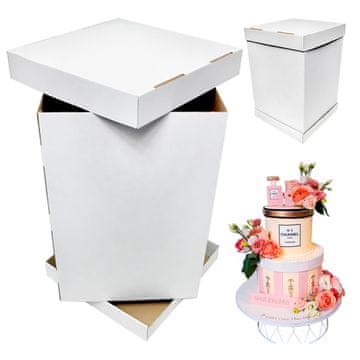 Brand4Cake Visoka škatla za torto 34×34×45 cm za torto bela Brand4Cake