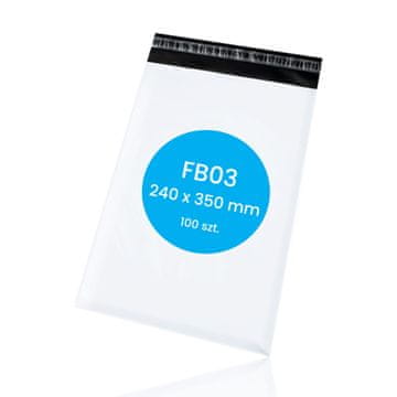 shumee Polietilenski kurirski paketi FB03 | 240 x 350 mm | beli | 100 kosov