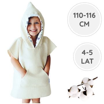 shumee BabyU, Kopalni pončo za plažo, bombažna kapuca z žepi in muslin kapuco 110-116 cm