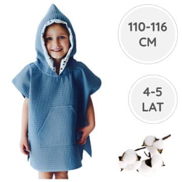 shumee BabyU, Kopalni pončo za plažo, bombažna kapuca z žepi in muslin kapuco 110-116 cm