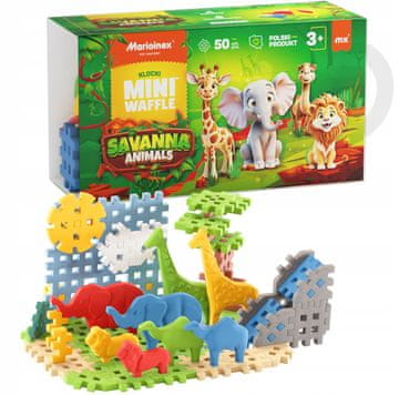 MARIOINEX Marioinex mini kocke z živalmi Savanna, 50 kosov, vključno z 8 živalmi