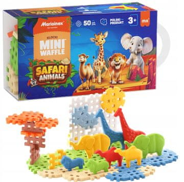 MARIOINEX Marioinex mini kocke z vaflji Safari Animals, 50 kosov, vključno z 8 živalmi