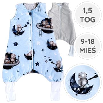 shumee BabyU, celoletna spalna vreča z nogavicami in nogavicami, dvojna zadrga, 1,5 TOG, 9-18 M