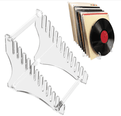 shumee Stojalo za vinilne plošče iz akrilne omare, organizator za plošče
