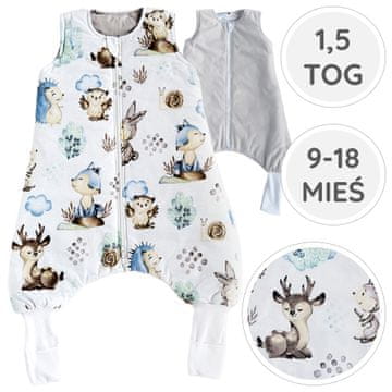 shumee BabyU, celoletna spalna vreča z nogavicami in nogavicami, dvojna zadrga, 1,5 TOG, 9-18 M