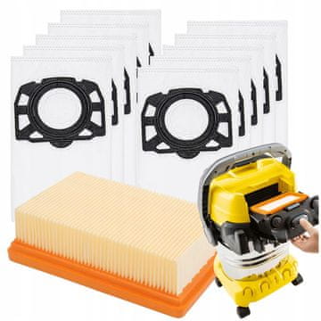 shumee 10 vrečk za sesalnik Karcher WD4 WD5 WD6 MV4 MV5 MV6 Premium + filter