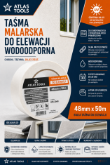 Atlas Atlasov fasadni trak, bel, vodoodporen, občutljiv, UV odporen, 30 dni, 48 mm/50 m