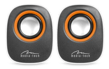 Media-Tech IBO - Stereo zvočniki, ki se napajajo iz USB vhoda, RMS 6 W, regulacija glasnosti, beli