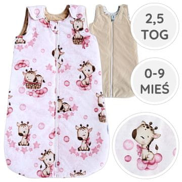 shumee BabyU, izolirana spalna vreča iz bombaža, nastavljiva z dvojno zadrgo, 2,5 TOG, 0-9 M