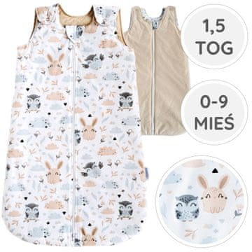shumee BabyU, celoletna spalna vreča iz bombaža z dvojno zadrgo, nastavljiva, 1,5 TOG, 0-9 M