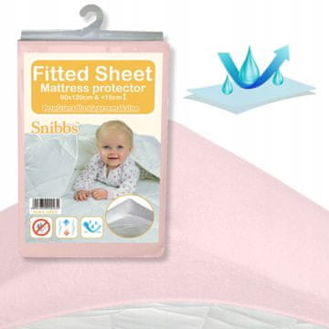 shumee Vodoodporna rjuha, zaščita za vzmetnico Snibbs 60x120 roza