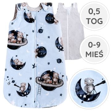 shumee BabyU, otroška spalna vreča, poletna, muslin bombaž, nastavljiva, 0,5 TOG, 0-9 M
