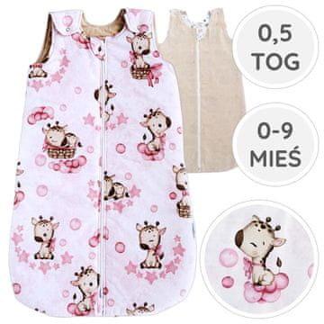 shumee BabyU, otroška spalna vreča, poletna, muslin bombaž, nastavljiva, 0,5 TOG, 0-9 M