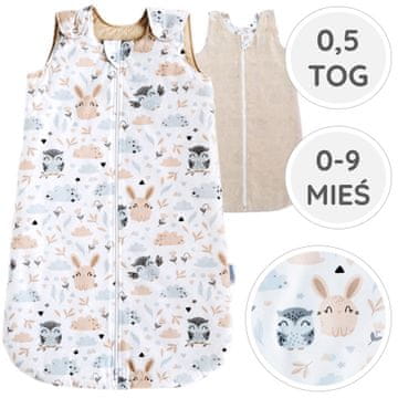 shumee BabyU, otroška spalna vreča, poletna, muslin bombaž, nastavljiva, 0,5 TOG, 0-9 M