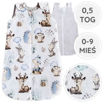 shumee BabyU, otroška spalna vreča, poletna, muslin bombaž, nastavljiva, 0,5 TOG, 0-9 M